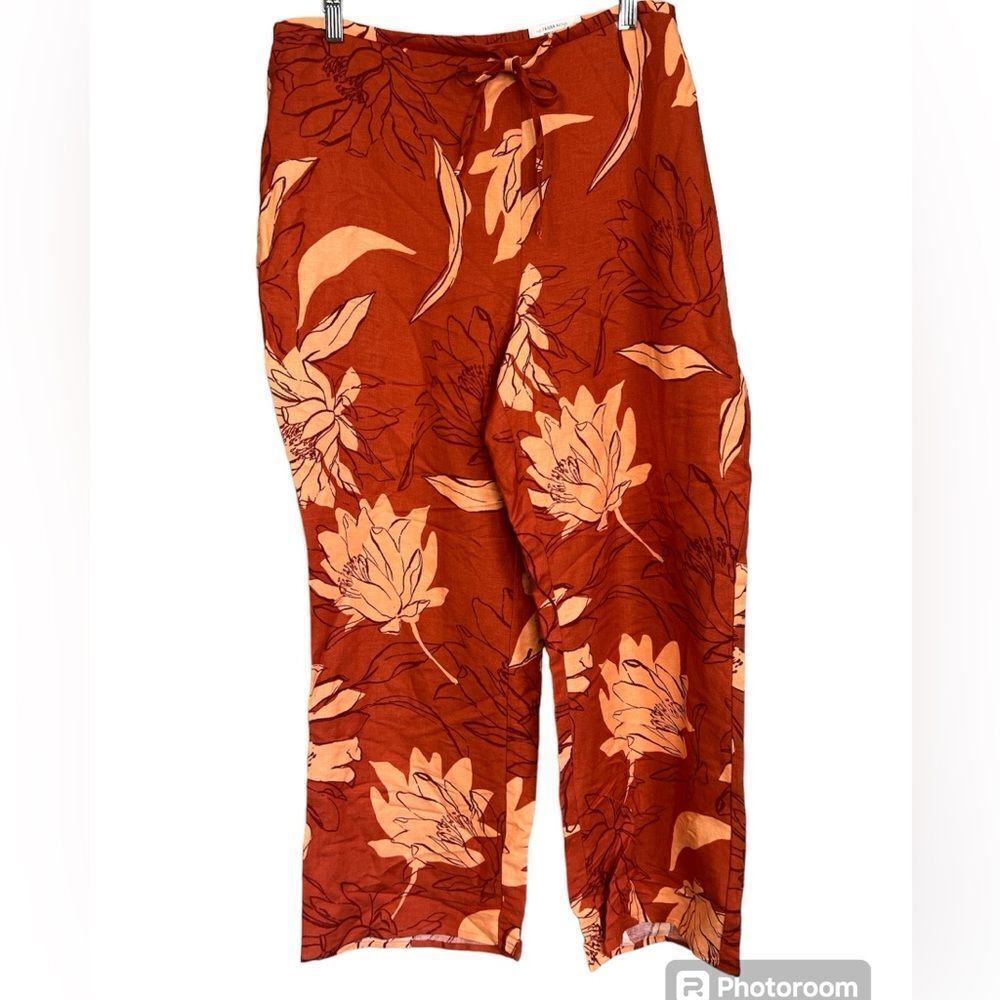 Alfani Terra nova lily‎ floret linen blend pants large resortwear vacay